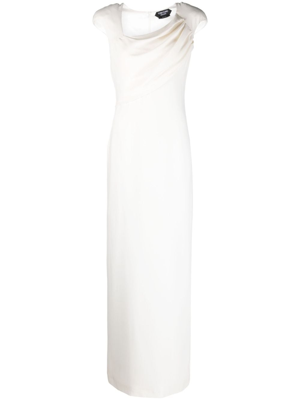 Shop Tom Ford Asymmetric-neck Silk Dress In White