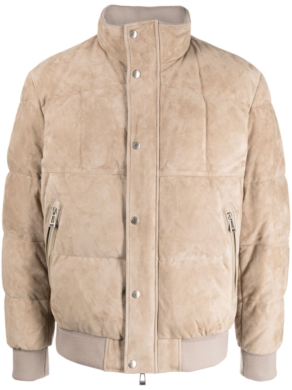 Man On The Boon. Goat-suede Padded Jacket In Braun