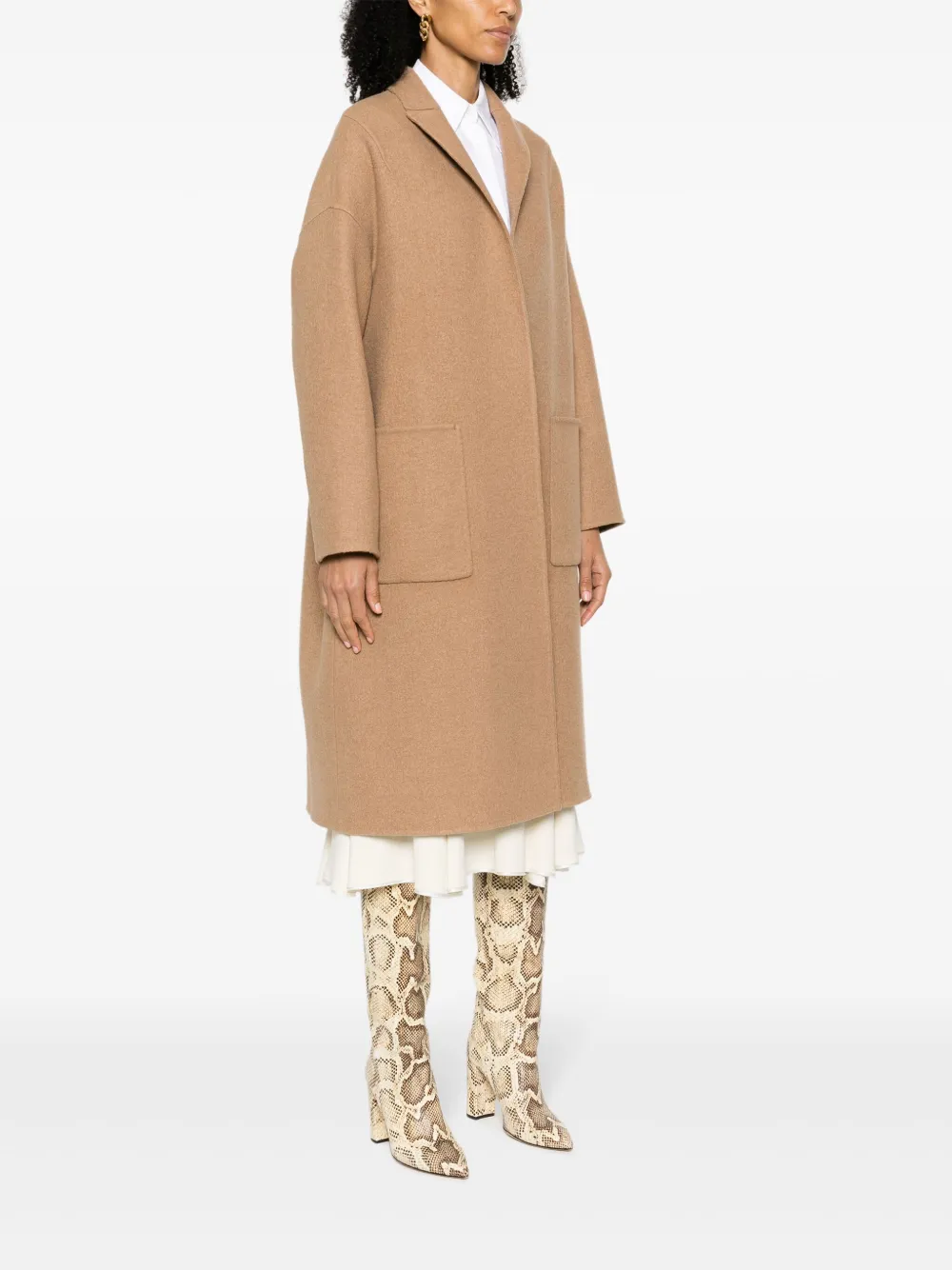 N_8 Milano Open-front Camel-hair Coat In Brown
