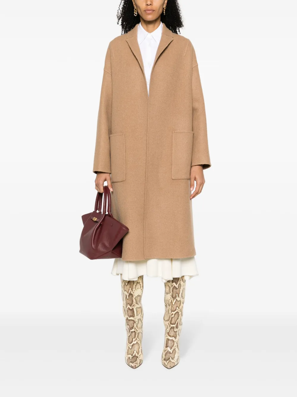 N_8 Milano Open-front Camel-hair Coat In Brown