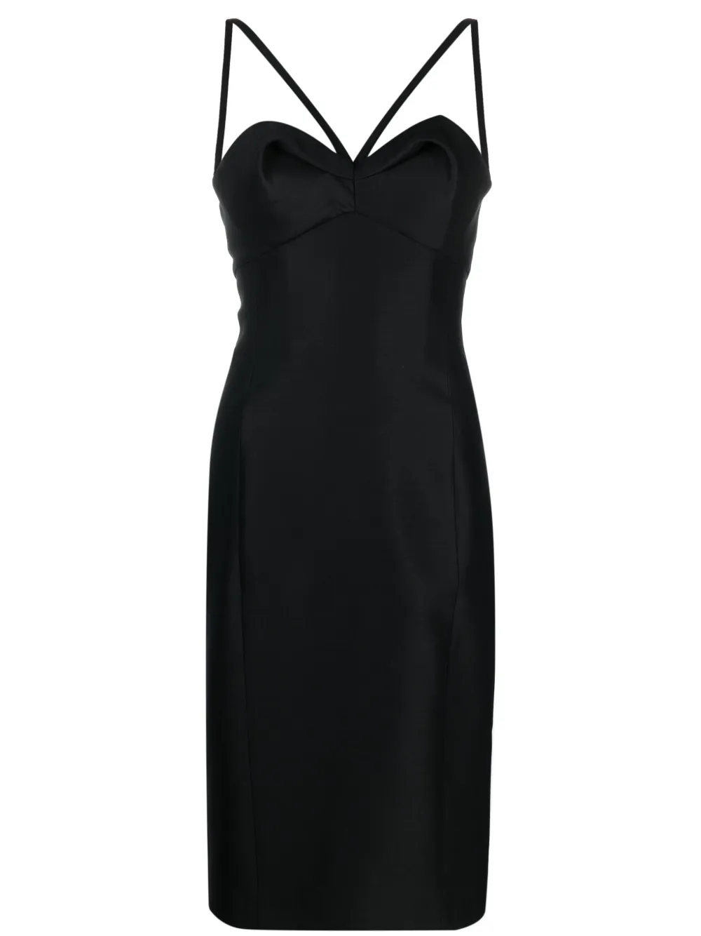Versace Silk Midi Dress With Heart Collar In Black