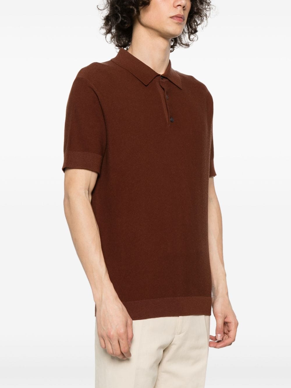 Shop Fursac Knitted Polo Shirt In Brown