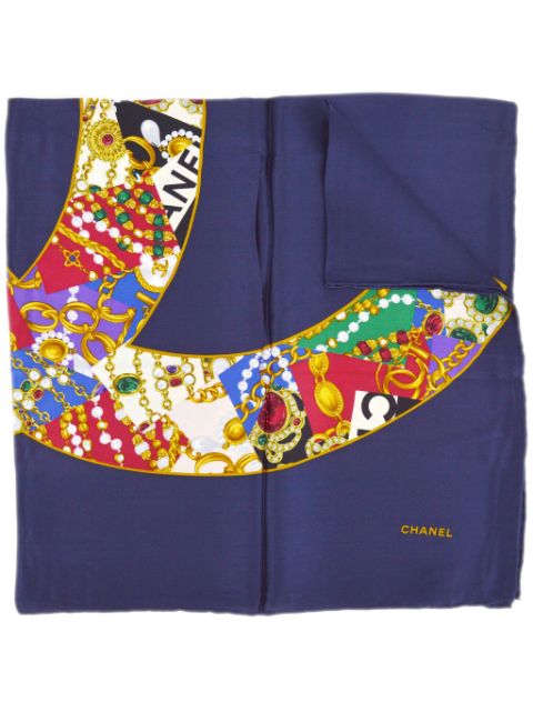 HOT SALE CHANEL 1990-2000 CC logo-print scarf Women