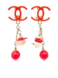 CHANEL Pre-Owned 2011 CC bead-embellished clip-on drop earrings - Gold