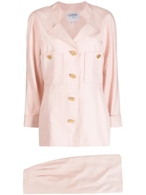 CHANEL Pre-Owned 1990-2000 single-breasted silk skirt suit
