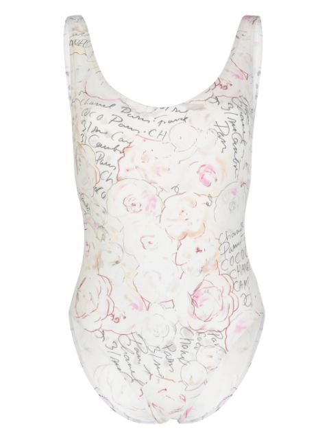 CHANEL 1990-2000s Camelia-print swimsuit Women