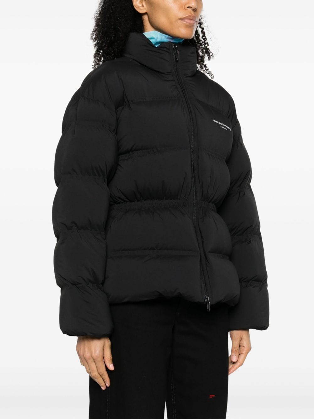 Shop Alexander Wang Reflective-logo Jacquard Puffer Jacket In Black