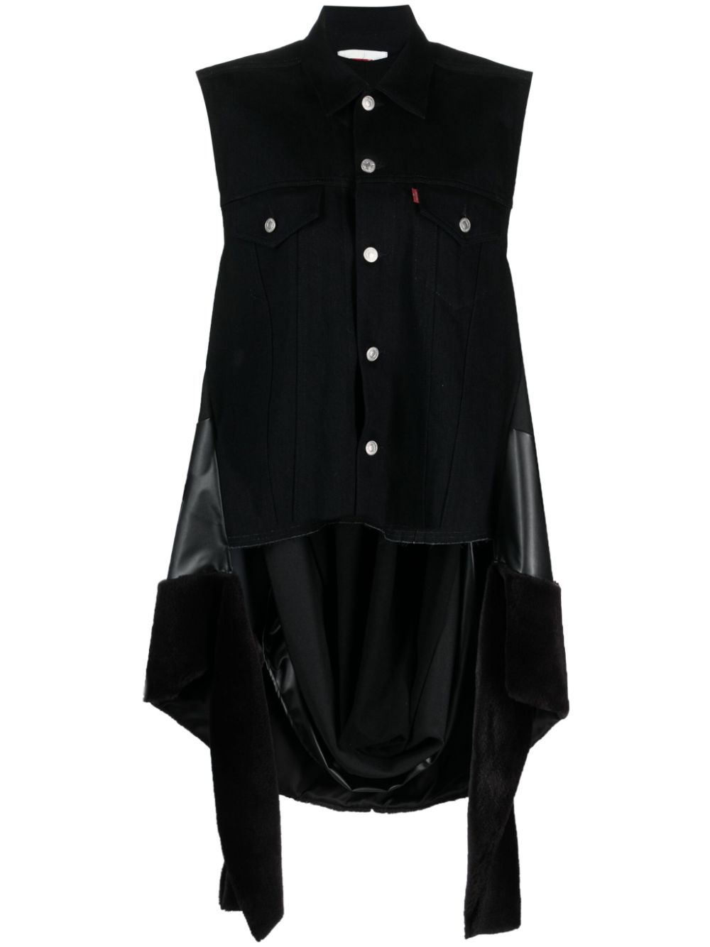 Junya Watanabe draped denim vest - Black