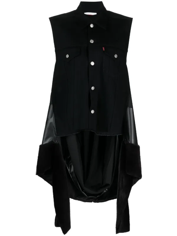Junya Watanabe Draped Denim Vest in Black