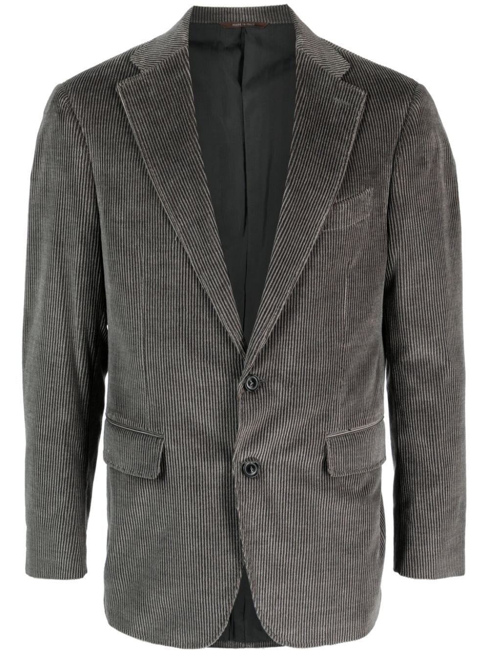 Shop Canali Single-breasted Ribbed Blazer In Grey