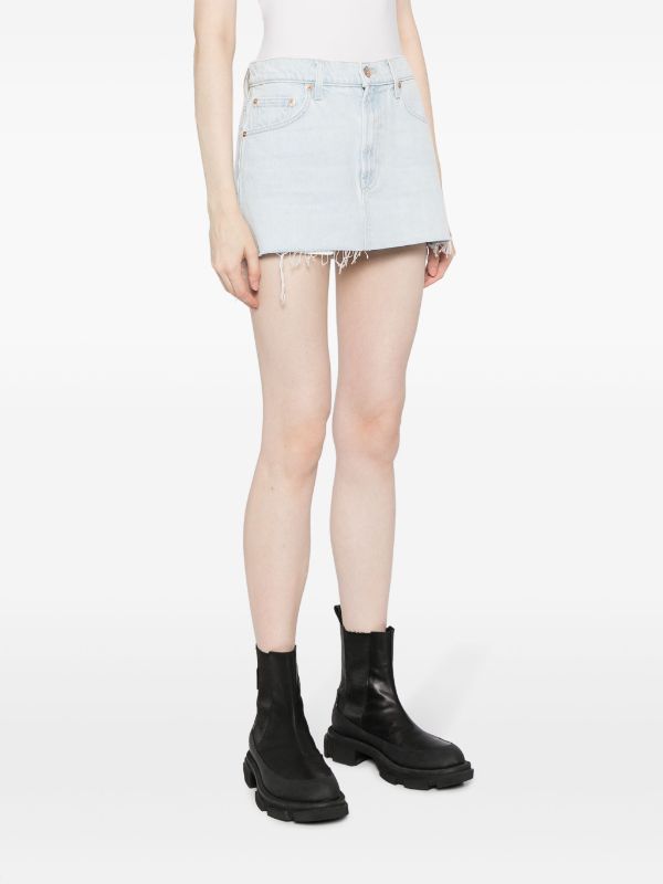 White denim hotsell frayed skirt