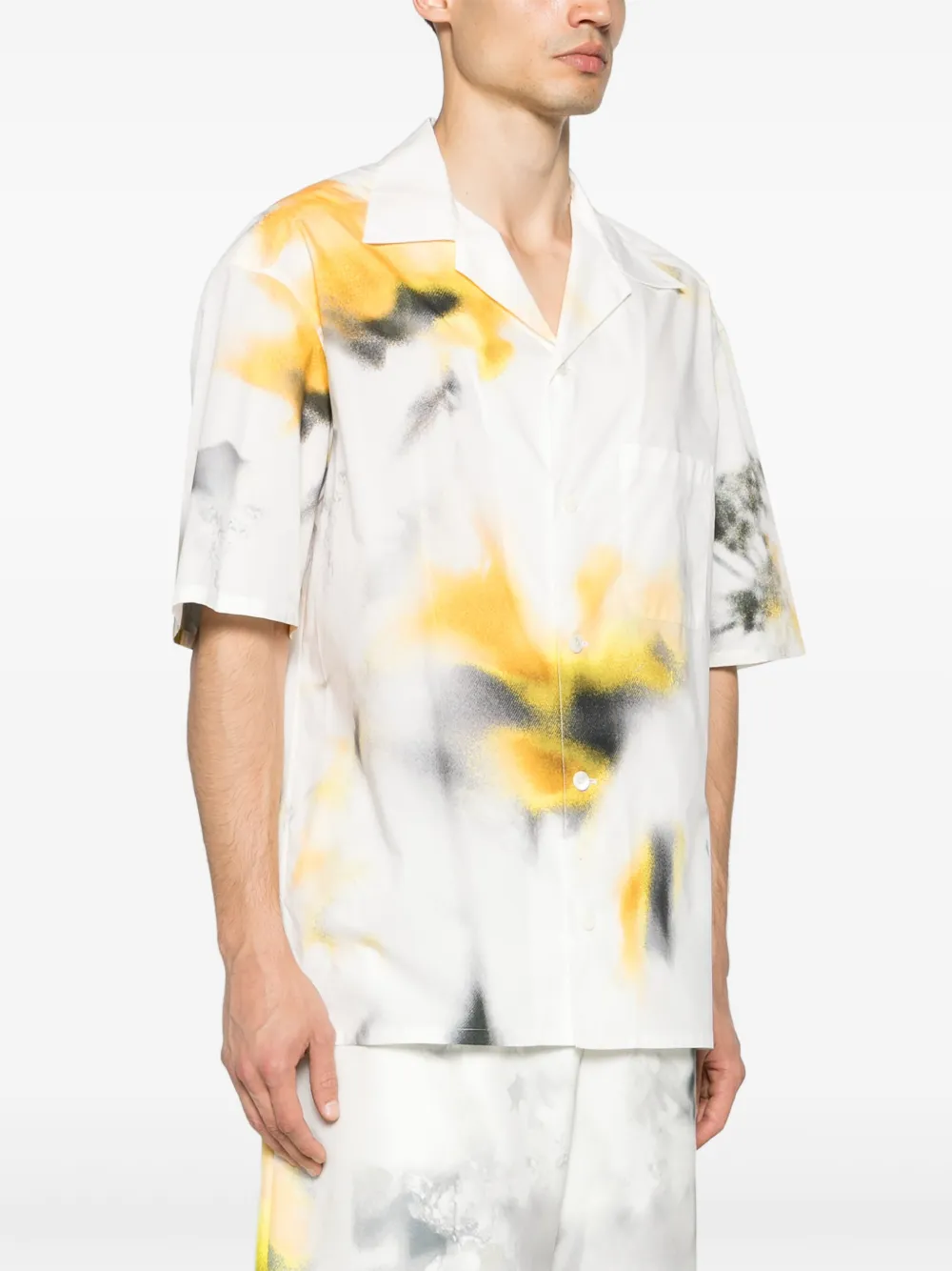 Alexander McQueen Overhemd met tie-dye print Wit
