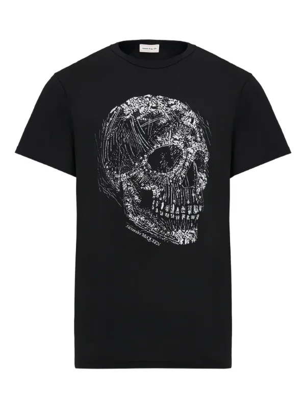 Tシャツ・カットソー alexander mcqueen SS25 'Skull' T-shirt (819193QLAEH 9000) Women's Embroidered Skull T-Shirt in White | Alexander