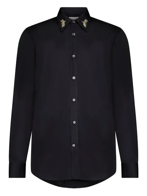ALEXANDER McQUEEN ブラック 鳥プリント 長袖シャツ ALEXANDER McQUEEN ブラック 鳥プリント 長袖シャツ