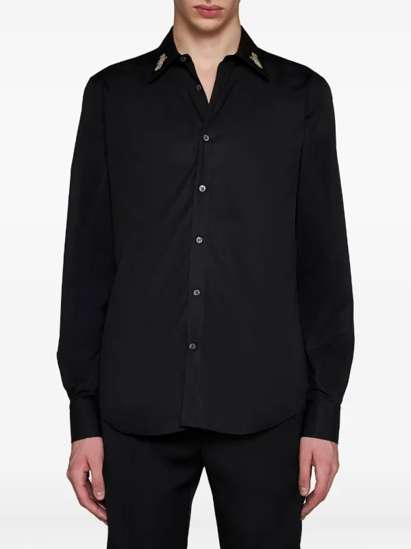 ALEXANDER McQUEEN ブラック 鳥プリント 長袖シャツ ALEXANDER McQUEEN ブラック 鳥プリント 長袖シャツ