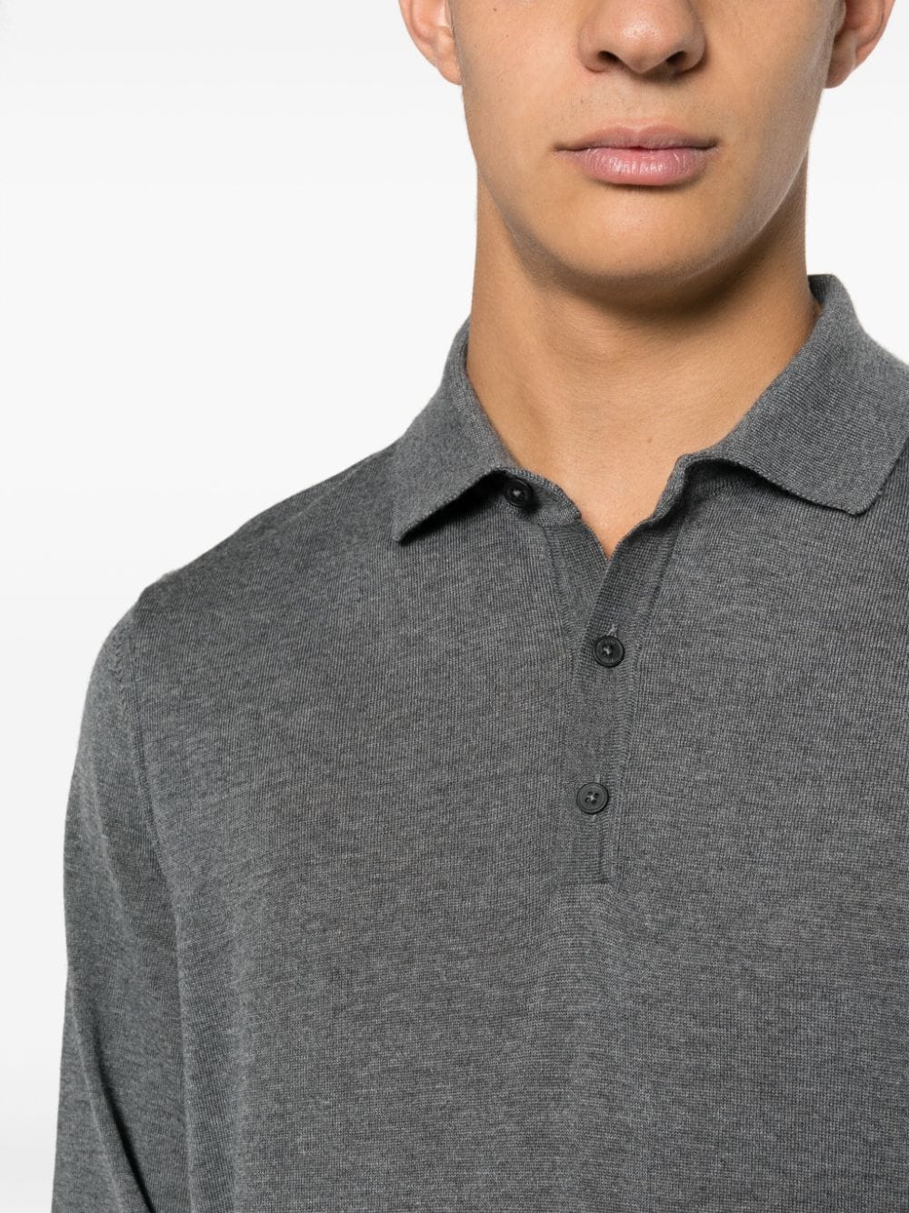 Shop Hugo Boss Lancione Virgin Wool Polo Shirt In Grey