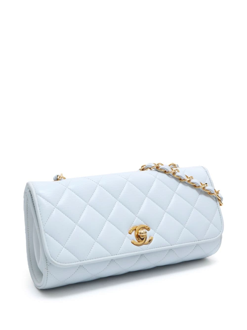 Pre-owned Chanel 1995 Cc Diamond-quilted Flap Shoulder Bag In White