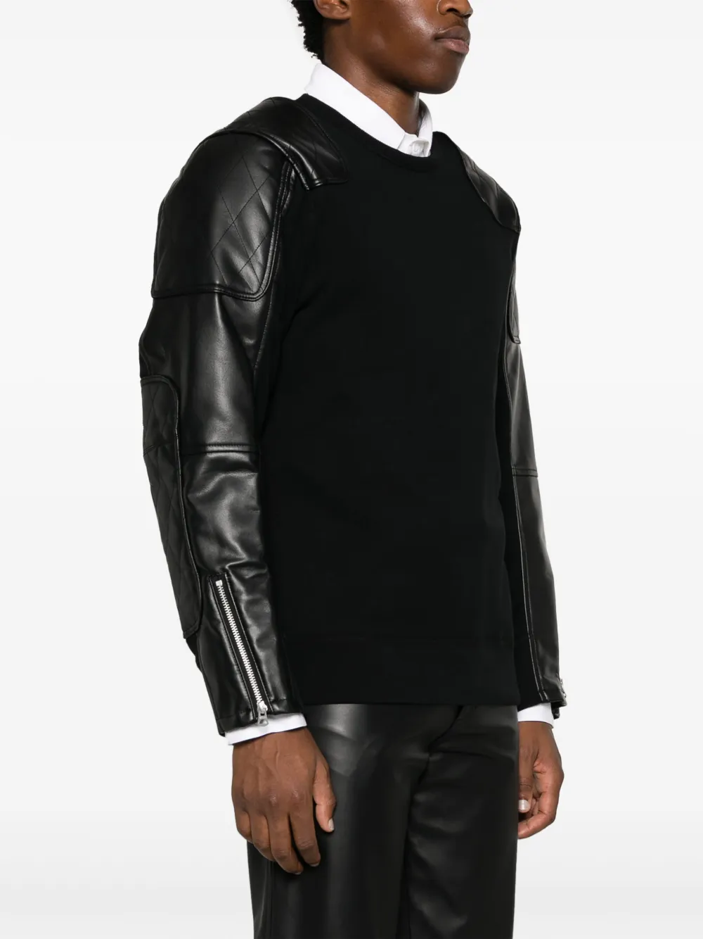 Shop Junya Watanabe Panelled Cotton Sweatshirt In Black