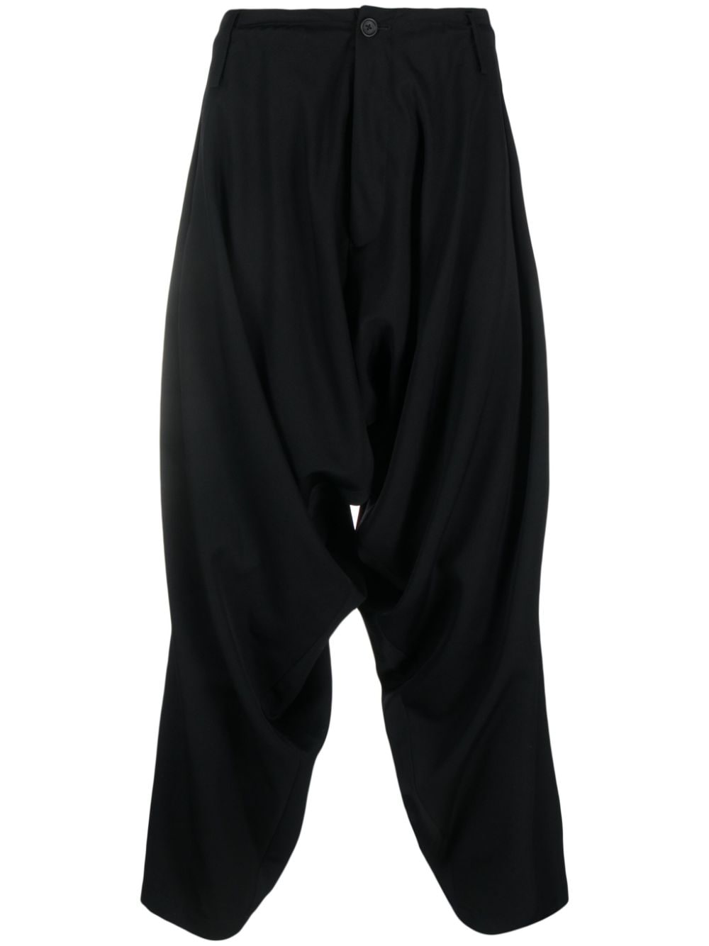 Shop Yohji Yamamoto Wool Drop-crotch Trousers In Black