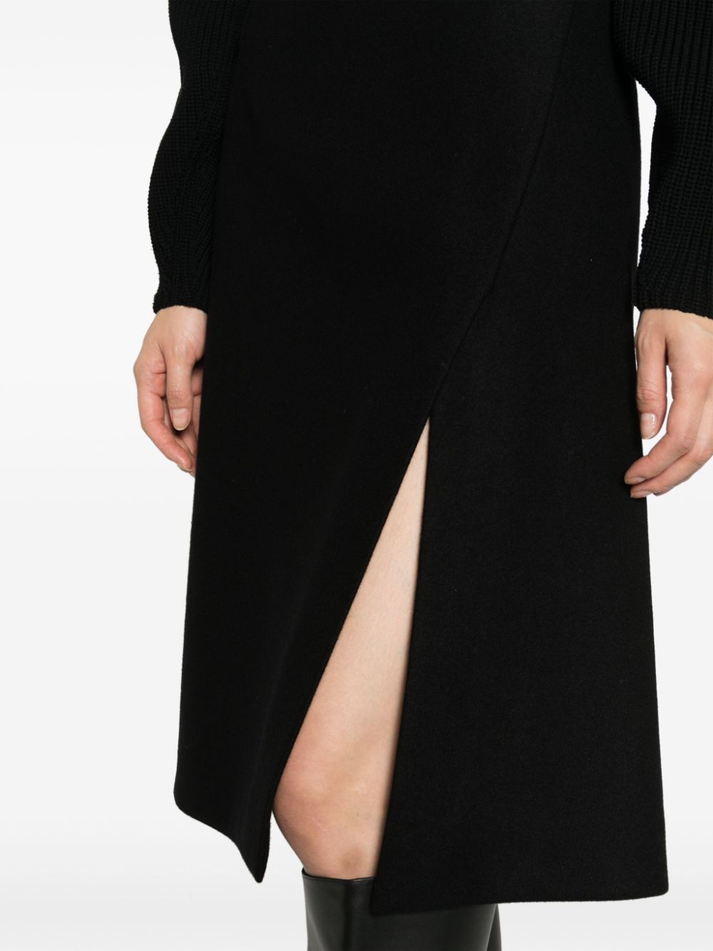 Shop Stella Mccartney Front-split Felted A-line Skirt In Black