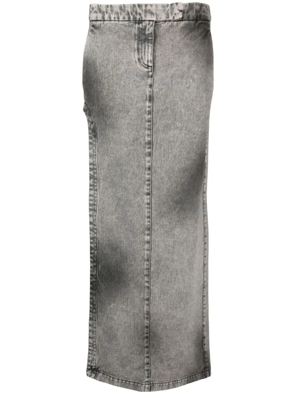 Alessandro Vigilante Stonewashed Straight Denim Skirt In Grey