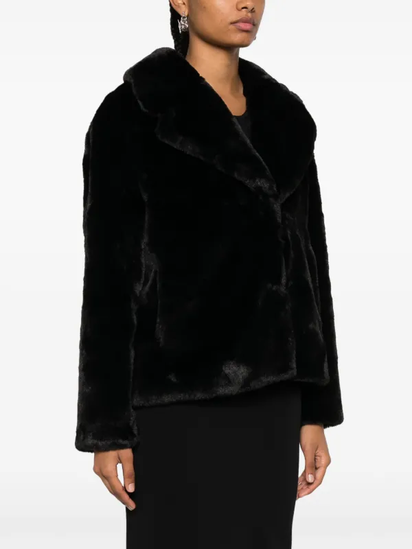 Lapel faux hotsell shearling coat