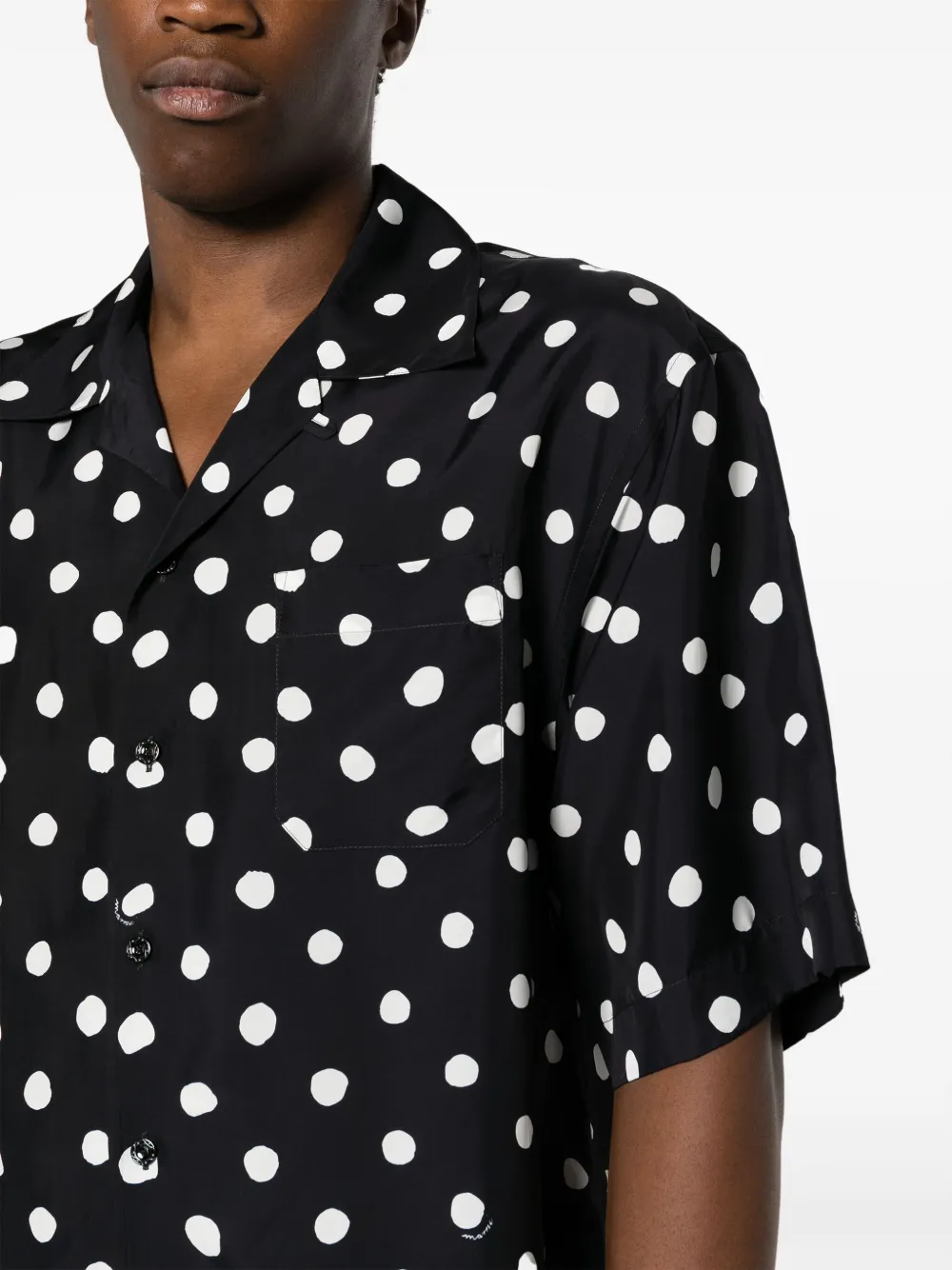 Shop Marni Polka-dot Print Short-sleeved Shirt In Black