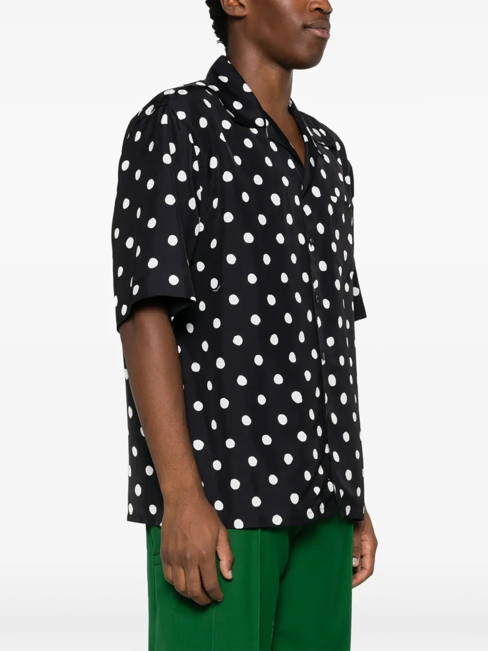 Shop Marni Polka-dot Print Short-sleeved Shirt In Black