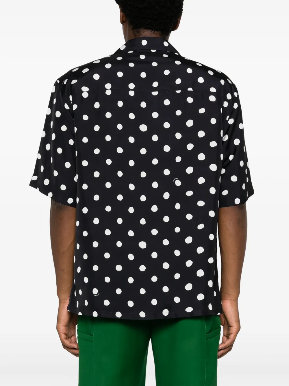 Shop Marni Polka-dot Print Short-sleeved Shirt In Black