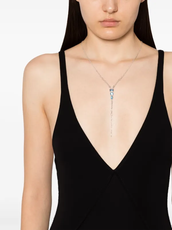 Silver plunge necklace clearance
