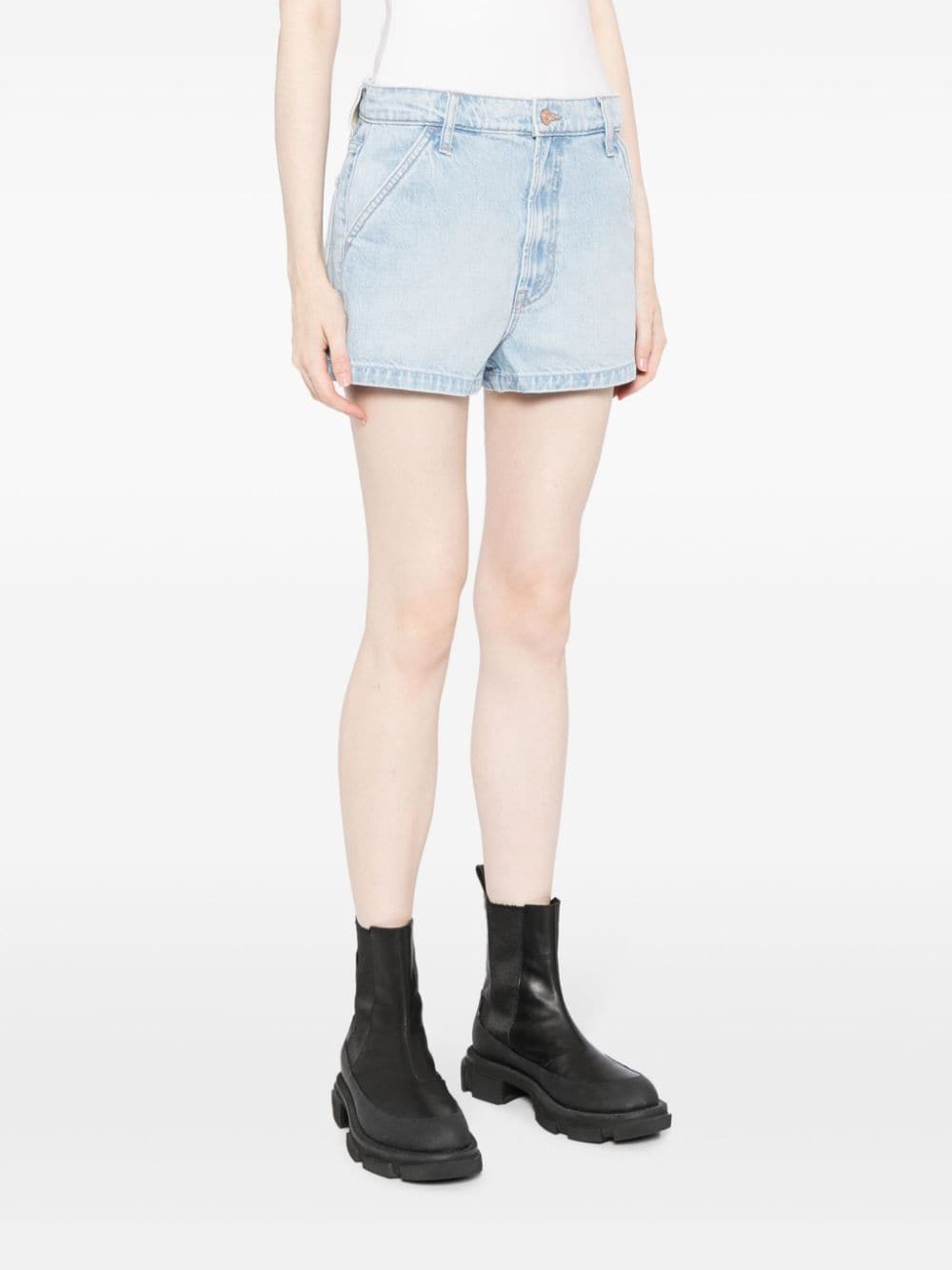Shop Mother Mid-rise Denim Shorts In Blue