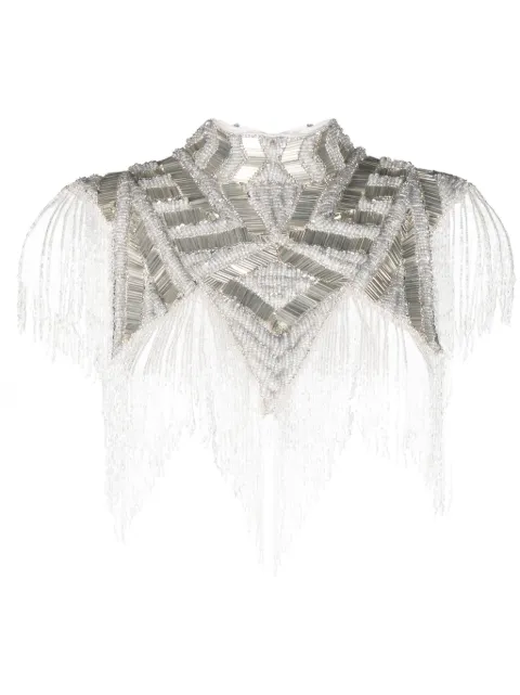 Atu Body Couture bead-embellished fringed cape top