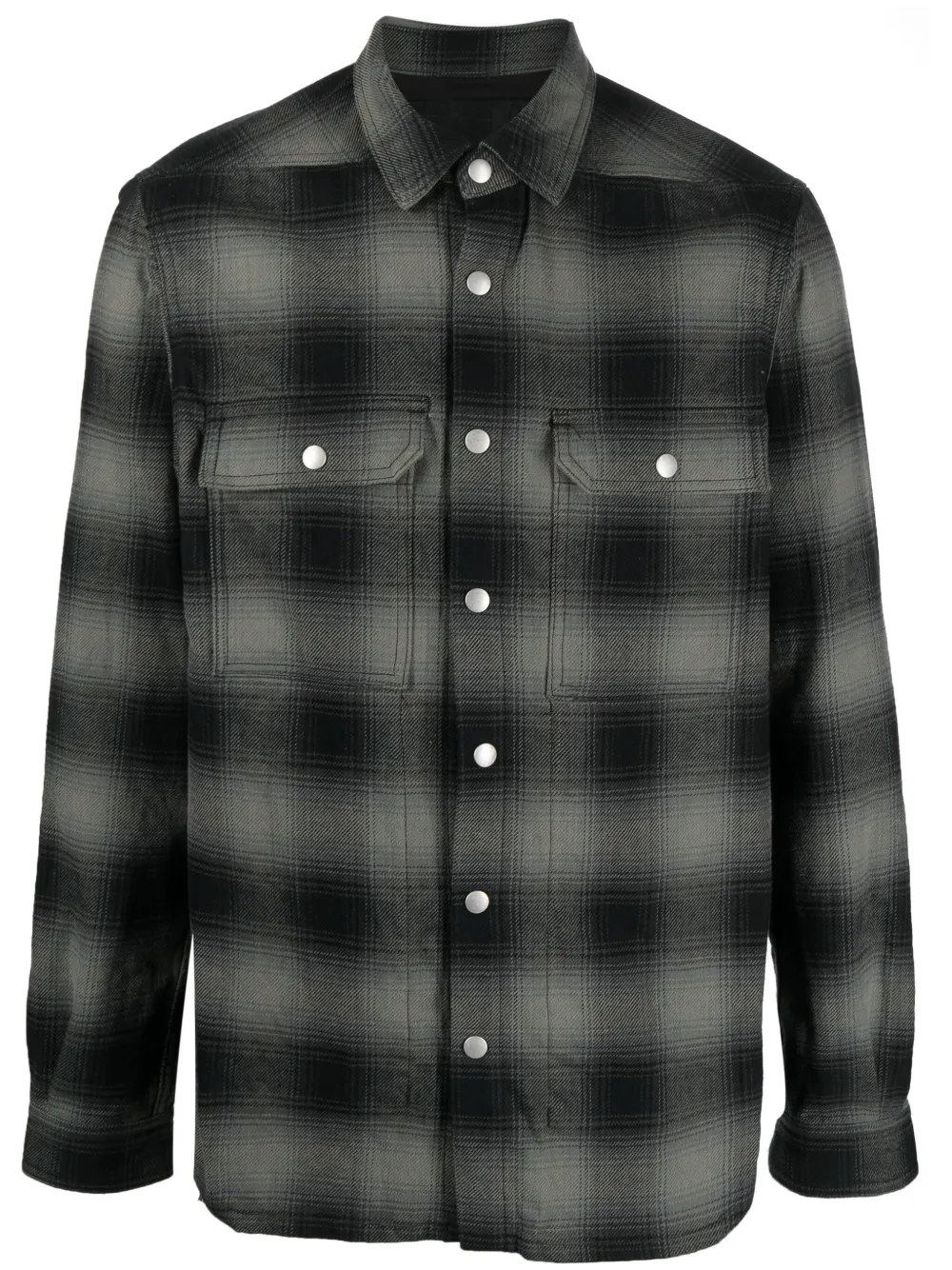 18AW Rick Owens TEXTURED PLAID SHIRT-