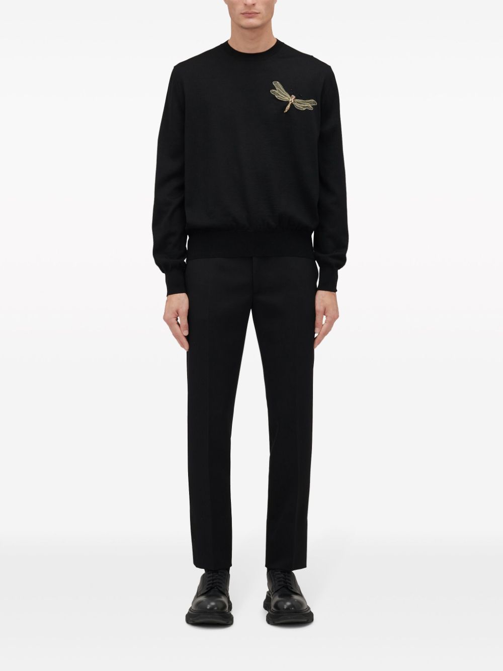 Alexander McQueen appliqué-detail wool jumper - Zwart