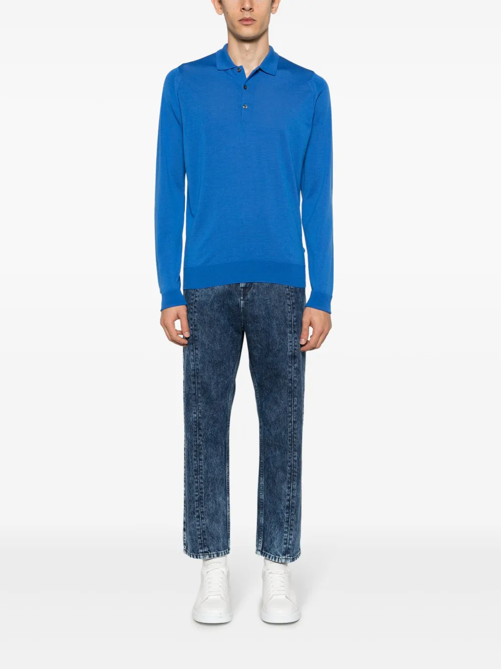 John Smedley Cotswold merino wool polo shirt - Blauw