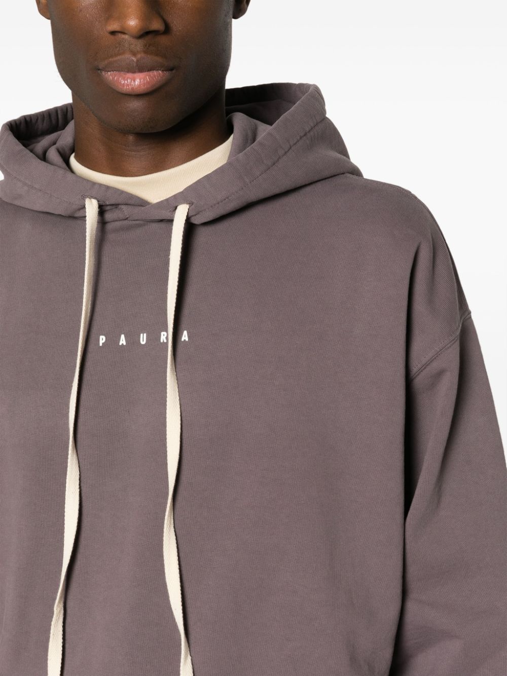 Shop Paura Logo-embroidered Cotton Hoodie In Purple