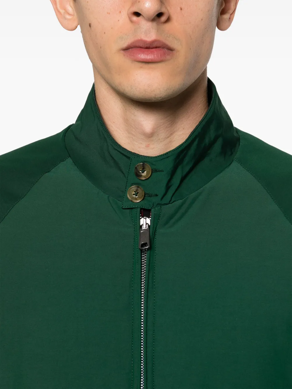 Shop Baracuta High-neck Panelled Bomber Jacket In Green