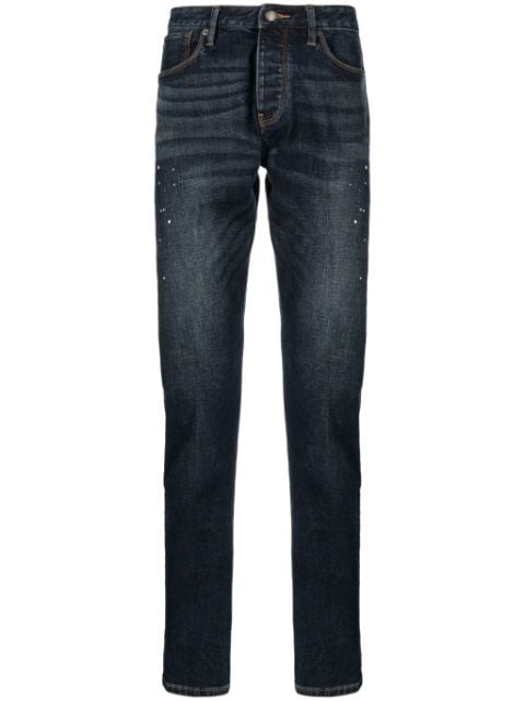 Emporio Armani paint-splatter slim-cut jeans