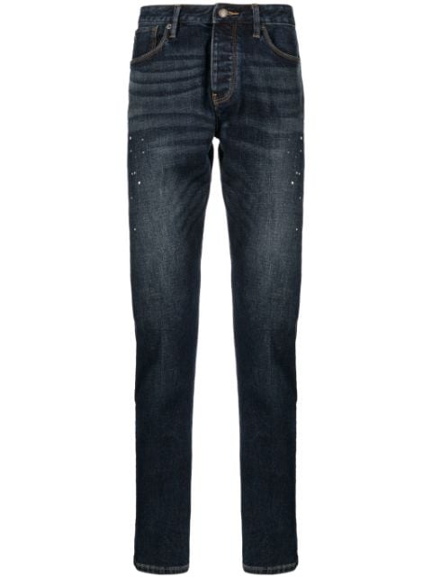 Emporio Armani jean slim à effet taches de peinture