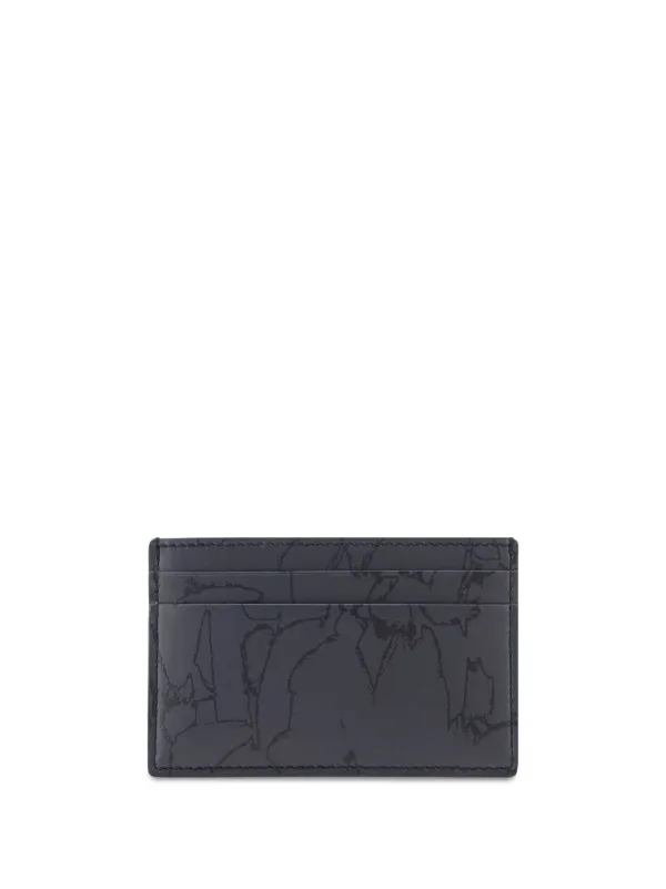 お手軽価格で贈りやすい Alexander McQueen Graffiti Leather Card Holder | Black 小物