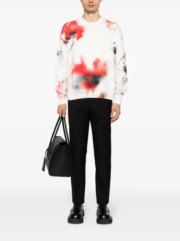 Alexander McQueen tie-dye intarsia-knit Sweatshirt | White