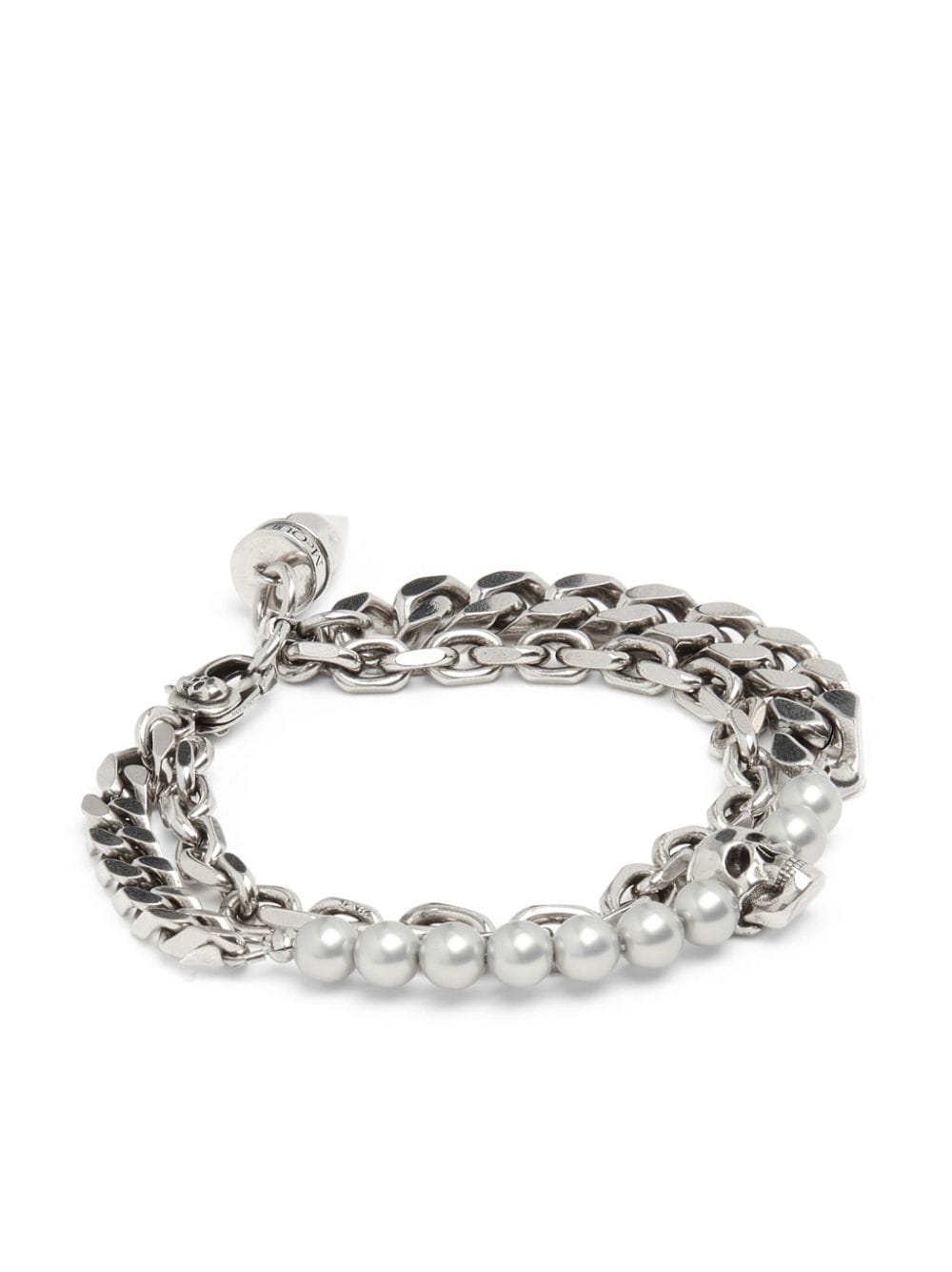 Alexander McQueen skull-charm layered chain bracelet - Zilver