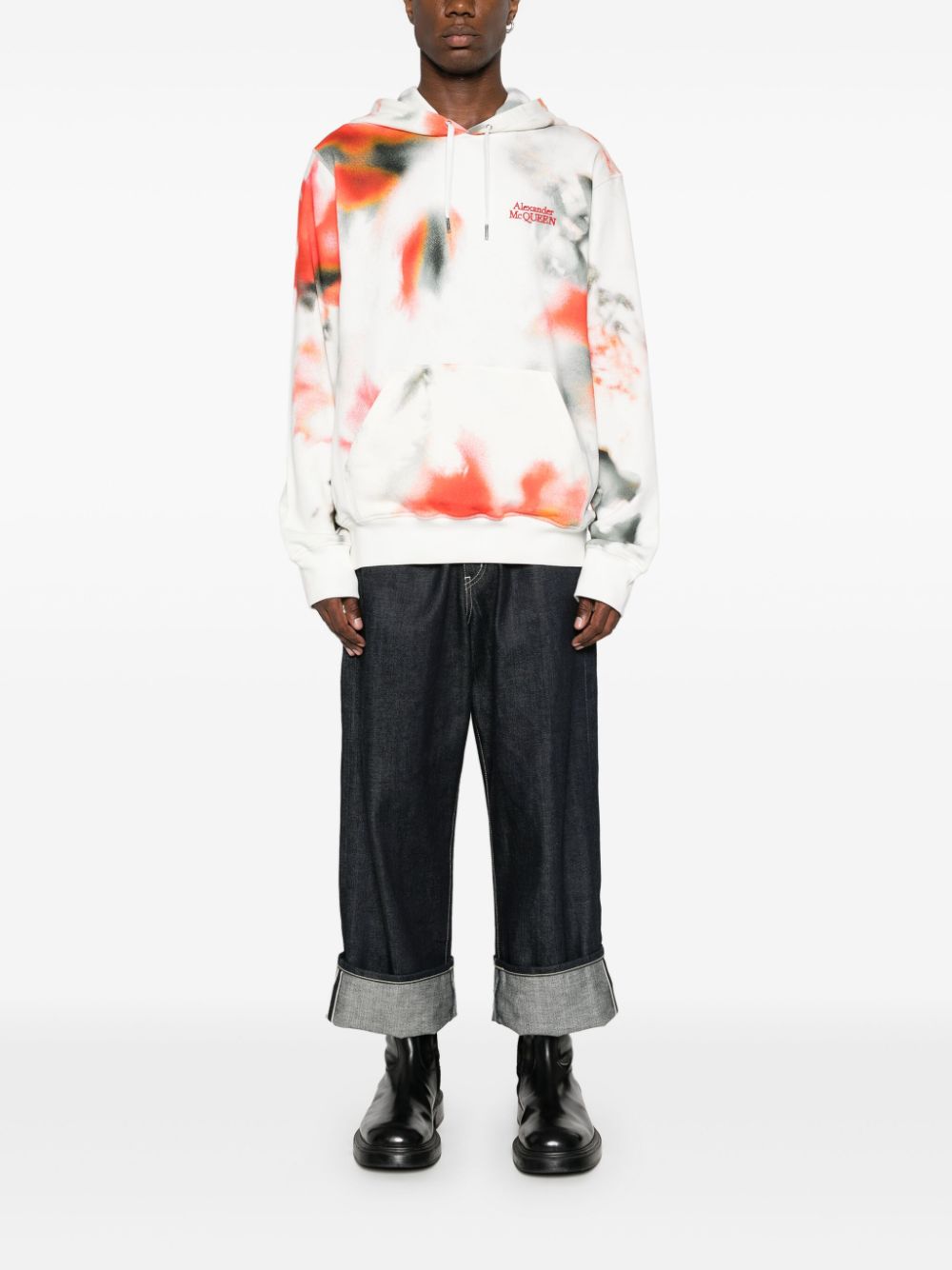 Alexander McQueen Obscured Flower cotton hoodie Men