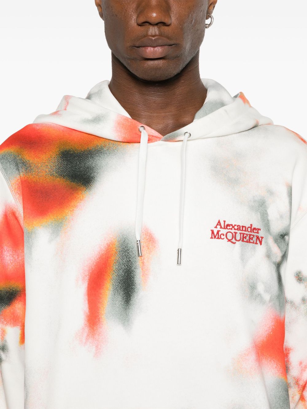 Alexander McQueen Obscured Flower cotton hoodie Men