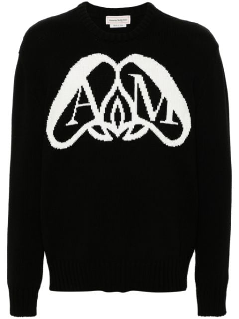 Alexander McQueen pull à logo Seal en intarsia