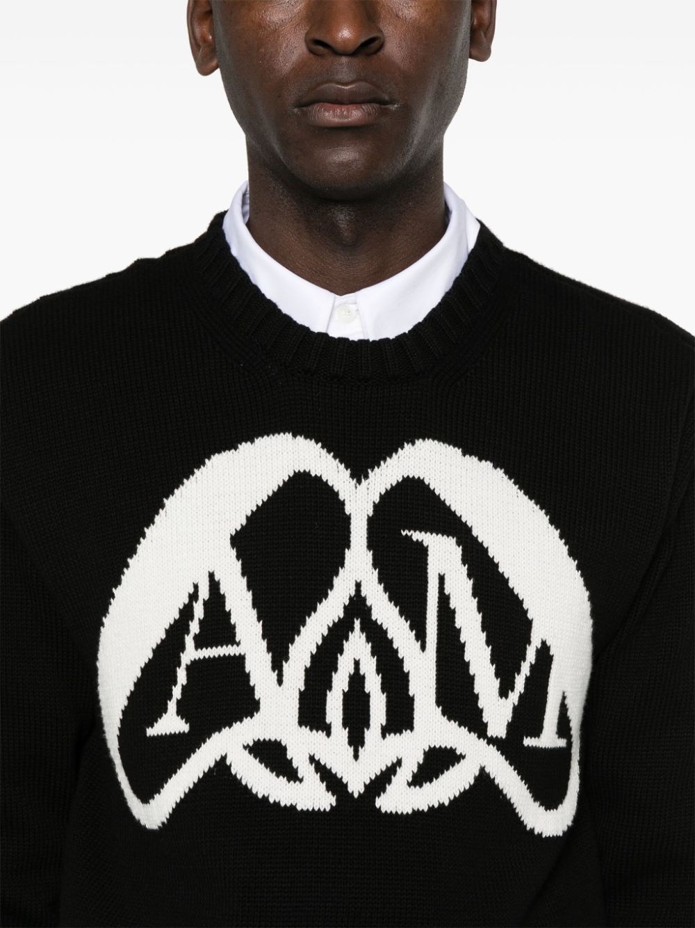 Alexander McQueen Seal logo-intarsia jumper Men