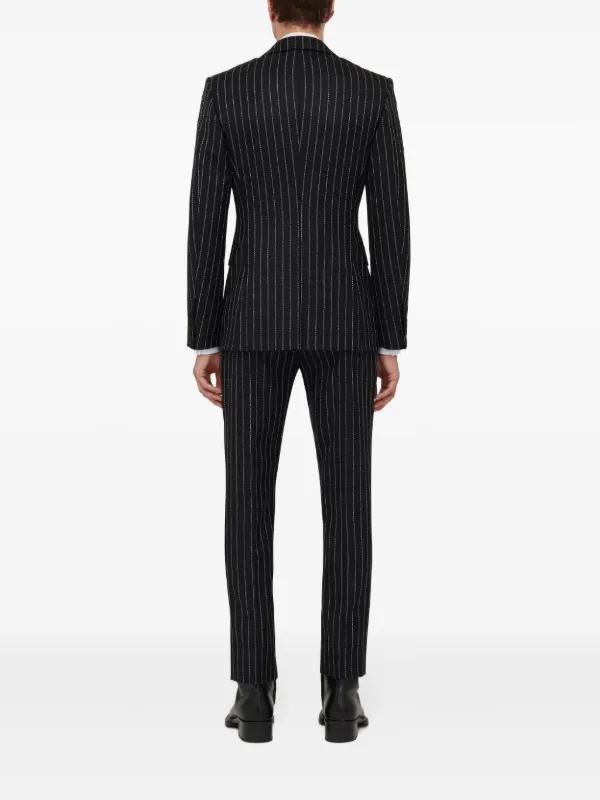 【送料&関税込】Alexander McQueen Single-buttoned Regular Bl Alexander McQueen Pinstriped single-breasted Blazer | Black