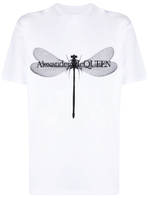 Alexander McQueen Dragonfly-print cotton T-shirt