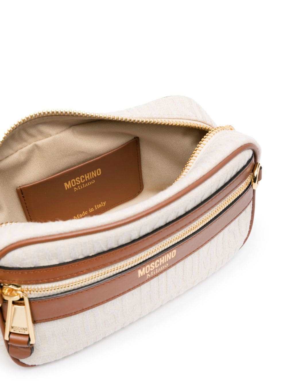 Shop Moschino Logo-jacquard Belt Bag In Neutrals