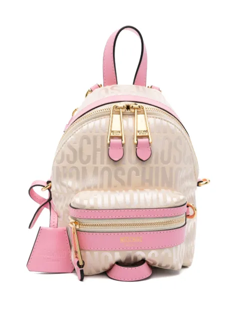Moschino logo-jacquard leather backpack